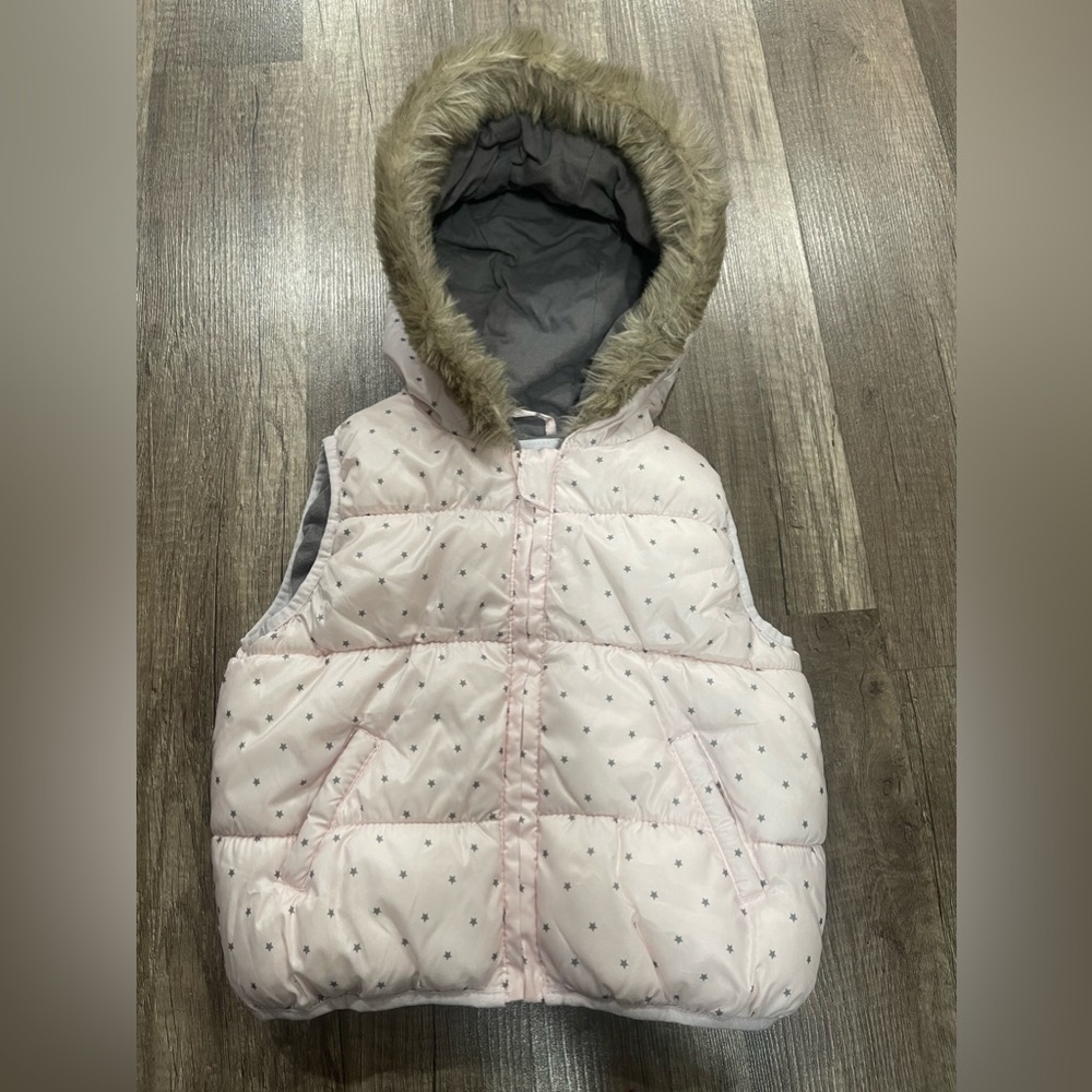Obaibi pink rose puffer vest polka dot hood winter 6 months